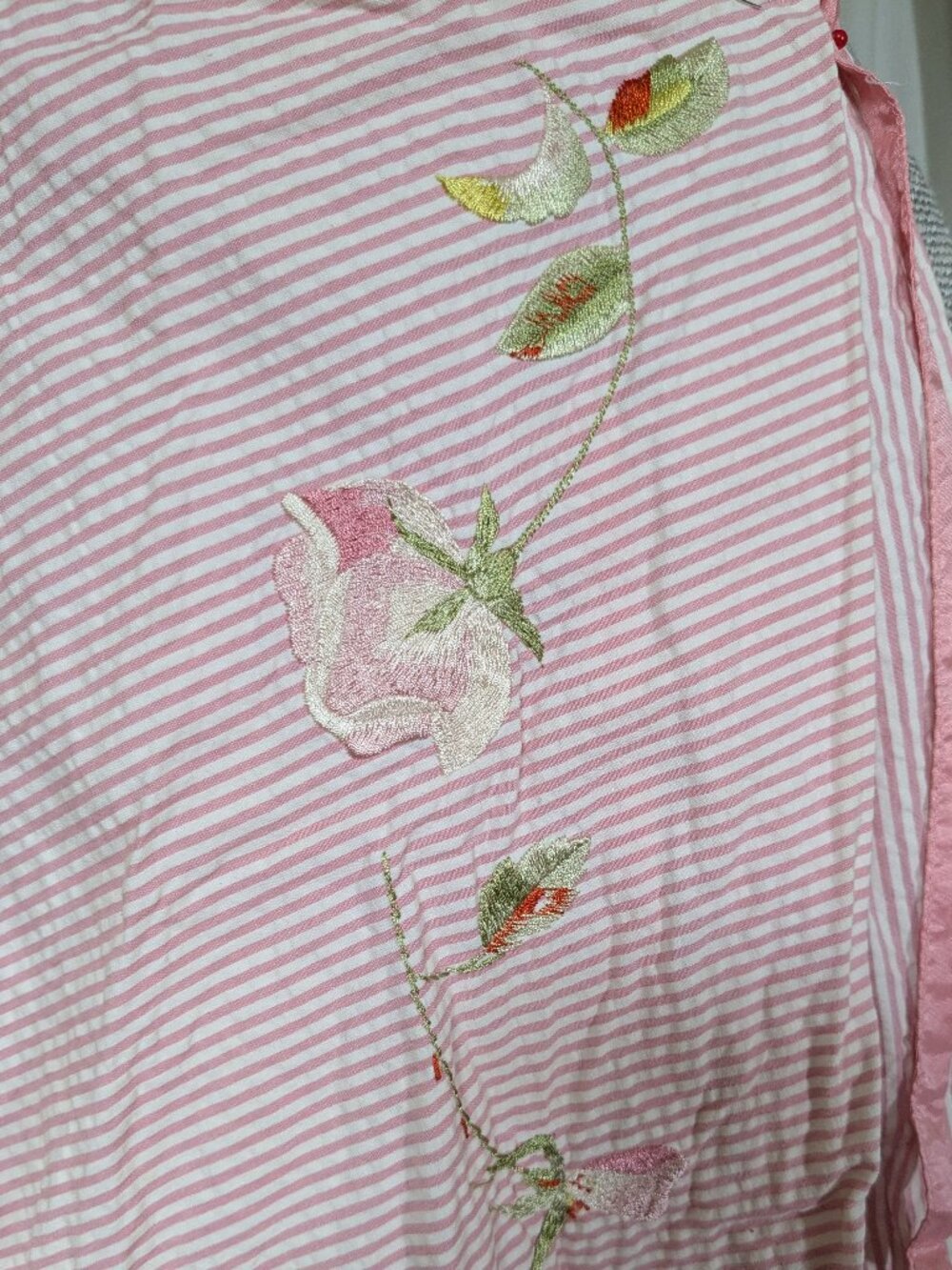 Elevenses pink cotton seersucker pink wrap skirt size 4 - Picture 2 of 3